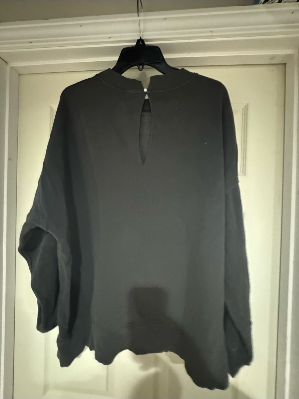 aerie Black Crewneck Sweatshirt with White Lace Bow Graphic - Picture 2 of 4